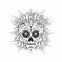 sugar skull hour glass lion day of the dead tattoo design idea