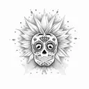 sugar skull hour glass lion day of the dead tattoo design idea
