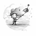 STICK FIGURE COWBOY WITH UMBRELLA AND A CLOUD THATS RAINING tattoo design idea