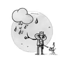 STICK FIGURE COWBOY WITH UMBRELLA AND A CLOUD THATS RAINING tattoo design idea