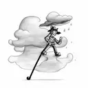 STICK FIGURE COWBOY WITH UMBRELLA AND A CLOUD THATS RAINING tattoo design idea