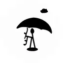 STICK FIGURE COWBOY WITH UMBRELLA AND A CLOUD THATS RAINING tattoo design idea