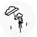 STICK FIGURE COWBOY WITH UMBRELLA AND A CLOUD THATS RAINING tattoo design idea
