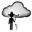 STICK FIGURE COWBOY WITH UMBRELLA AND A CLOUD THATS RAINING tattoo design idea