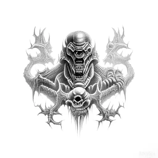 monster from doom eternal  tattoo design idea