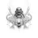 monster from doom eternal  tattoo design idea
