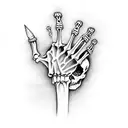 Skeleton hand writing on paper  tattoo design idea