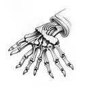 Skeleton hand writing on paper  tattoo design idea