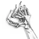 Skeleton hand writing on paper  tattoo design idea