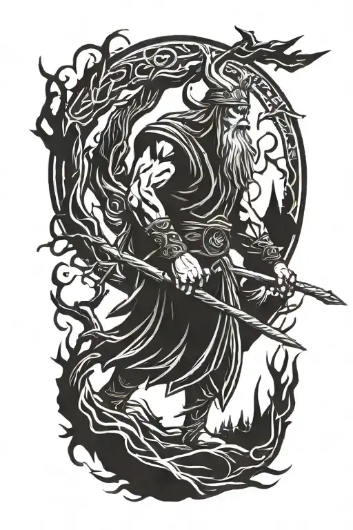 odin on tree with spear in his side  tattoo design idea
