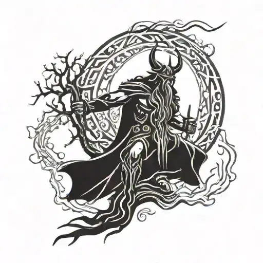 odin on tree with spear in his side  tattoo design idea