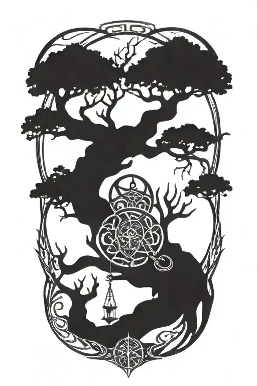 The god Odin hanging from the world tree Yggdrasil  tattoo design idea