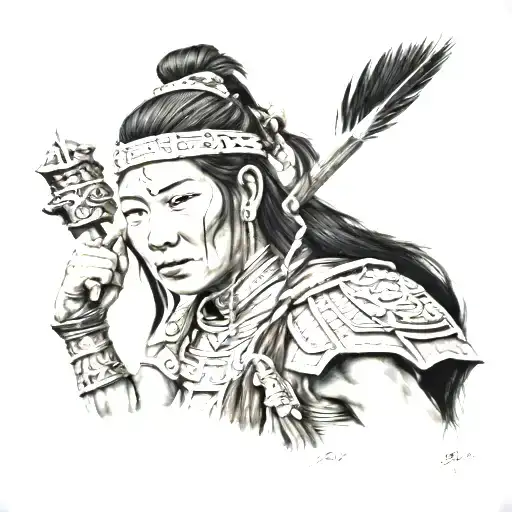 Tibetan Warrior Woman tattoo design idea