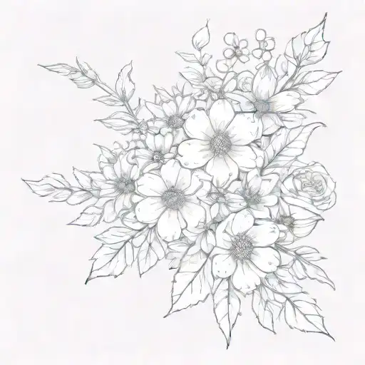 July August November Birth Flower Bouquet tattoo design idea
