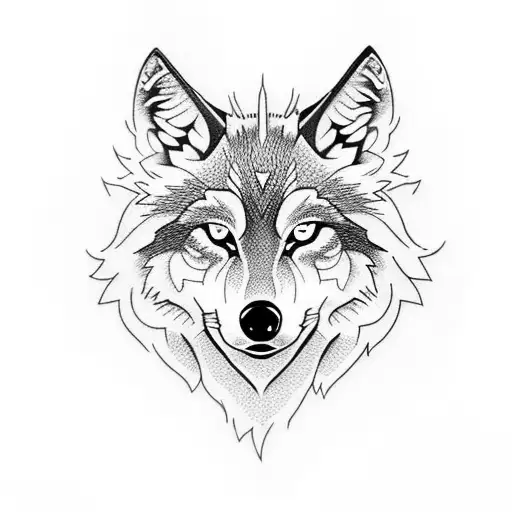 WOLF high contrast tattoo design idea