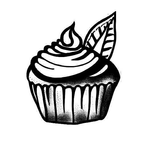 sun, cupcake and leaves tattoo design idea
