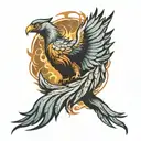 Phoenix bird rising from ashes symbolizing memorial tattoo design idea