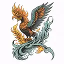 Phoenix bird rising from ashes symbolizing memorial tattoo design idea