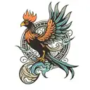 Phoenix bird rising from ashes symbolizing memorial tattoo design idea