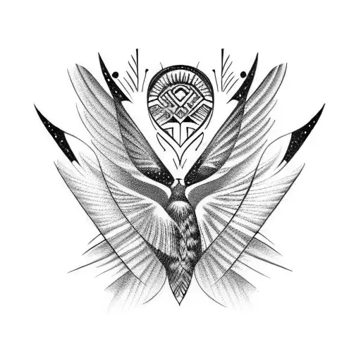 woodpecker wings spread tattoo design idea