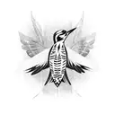 woodpecker wings spread tattoo design idea