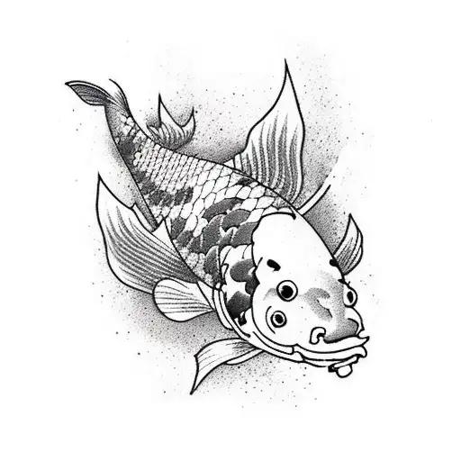 Koi Fish one red one black tattoo design idea