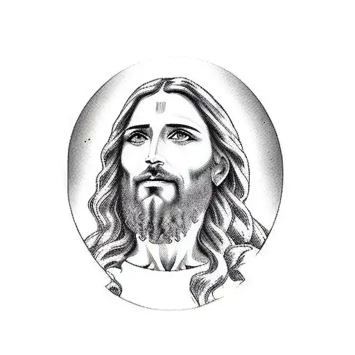 Jesus Christ side face shadow aroundt  tattoo design idea