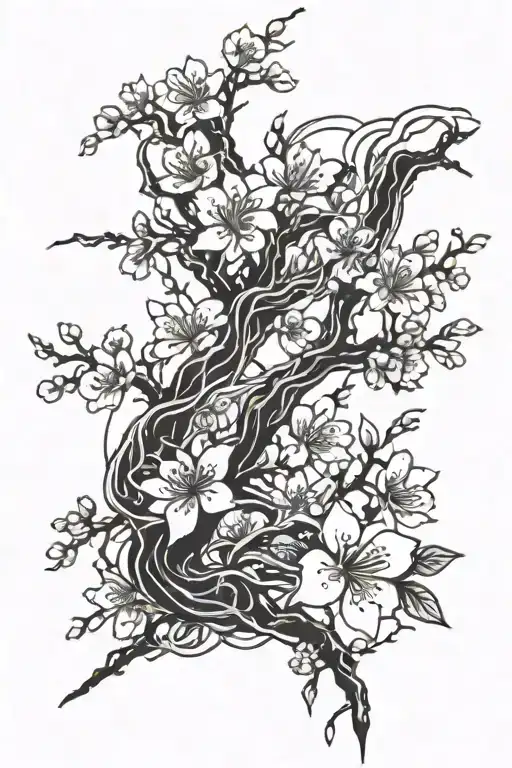 byakuya cherry blossom bankai tattoo design idea
