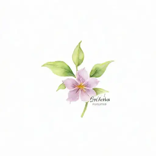 lilac flower with name stem and smile face tattoo tattoo design idea