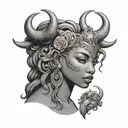 African American Taurus goddess  tattoo design idea