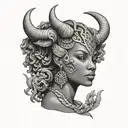 African American Taurus goddess  tattoo design idea