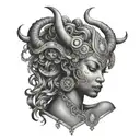 African American Taurus goddess  tattoo design idea