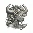 African American Taurus goddess  tattoo design idea