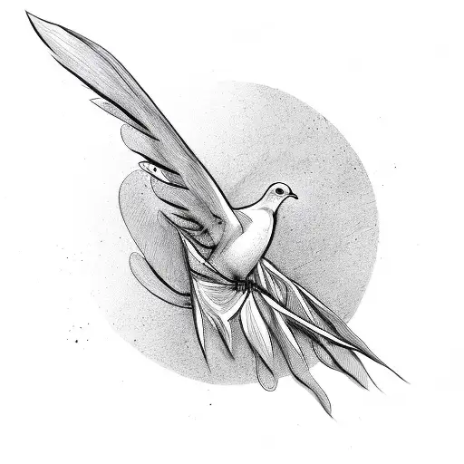 dove with barber wire and circles tattoo design idea