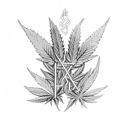 420 number & weed strains tattoo design idea