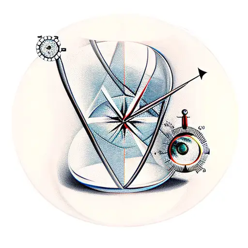 Hourglass with a compass inside squeezing through the center tattoo design idea