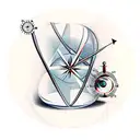 Hourglass with a compass inside squeezing through the center tattoo design idea