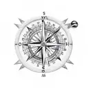 Hourglass with a compass inside squeezing through the center tattoo design idea
