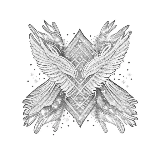 wings made of snowflakes tattoo design idea