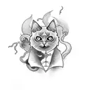 A black cat inspired by eldritch horror and yokai design tattoo design idea