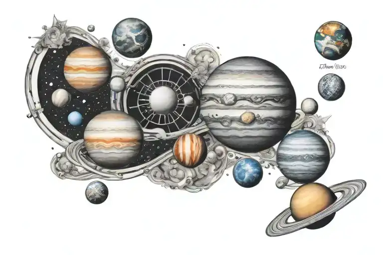 solar system planets tattoo design idea