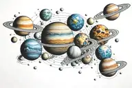 solar system planets tattoo design idea