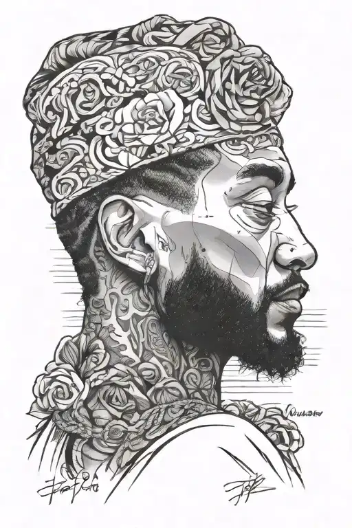 nipsey hussle marathon with tupac shakur tattoo design idea