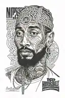 nipsey hussle marathon with tupac shakur tattoo design idea