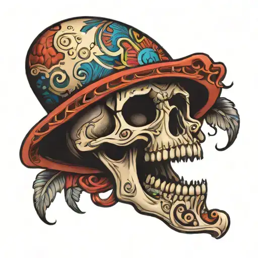 Mexican alien skull tattoo design idea
