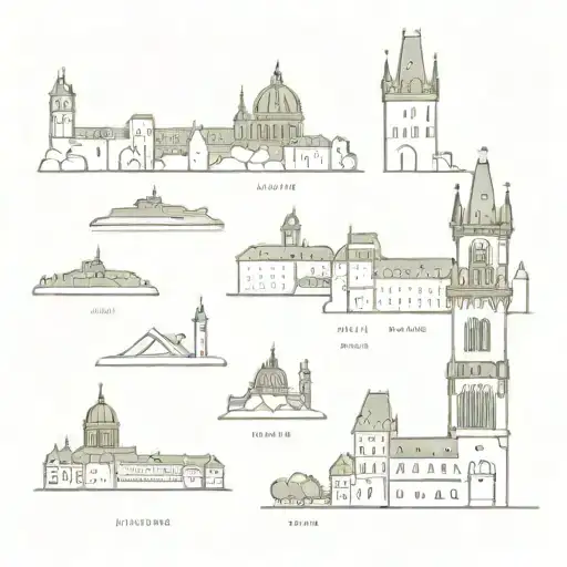 Prague monuments tattoo design idea