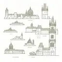 Prague monuments tattoo design idea