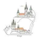 Prague monuments tattoo design idea