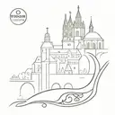 Prague monuments tattoo design idea