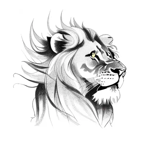 lion with fire mane tattoo design idea